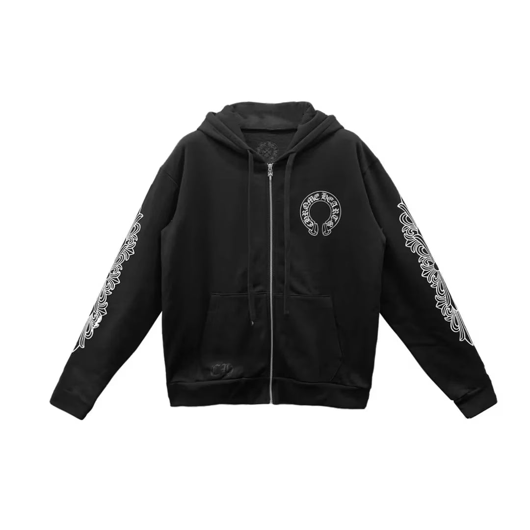 Hoodie F**kyou Horseshoe Floral Sleeve by Chrome Hearts
